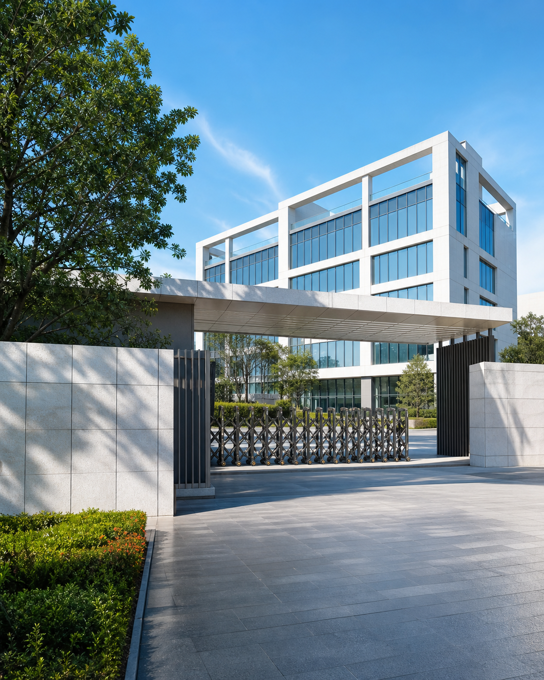 Modern Lanthome skincare manufacturing facility exterior