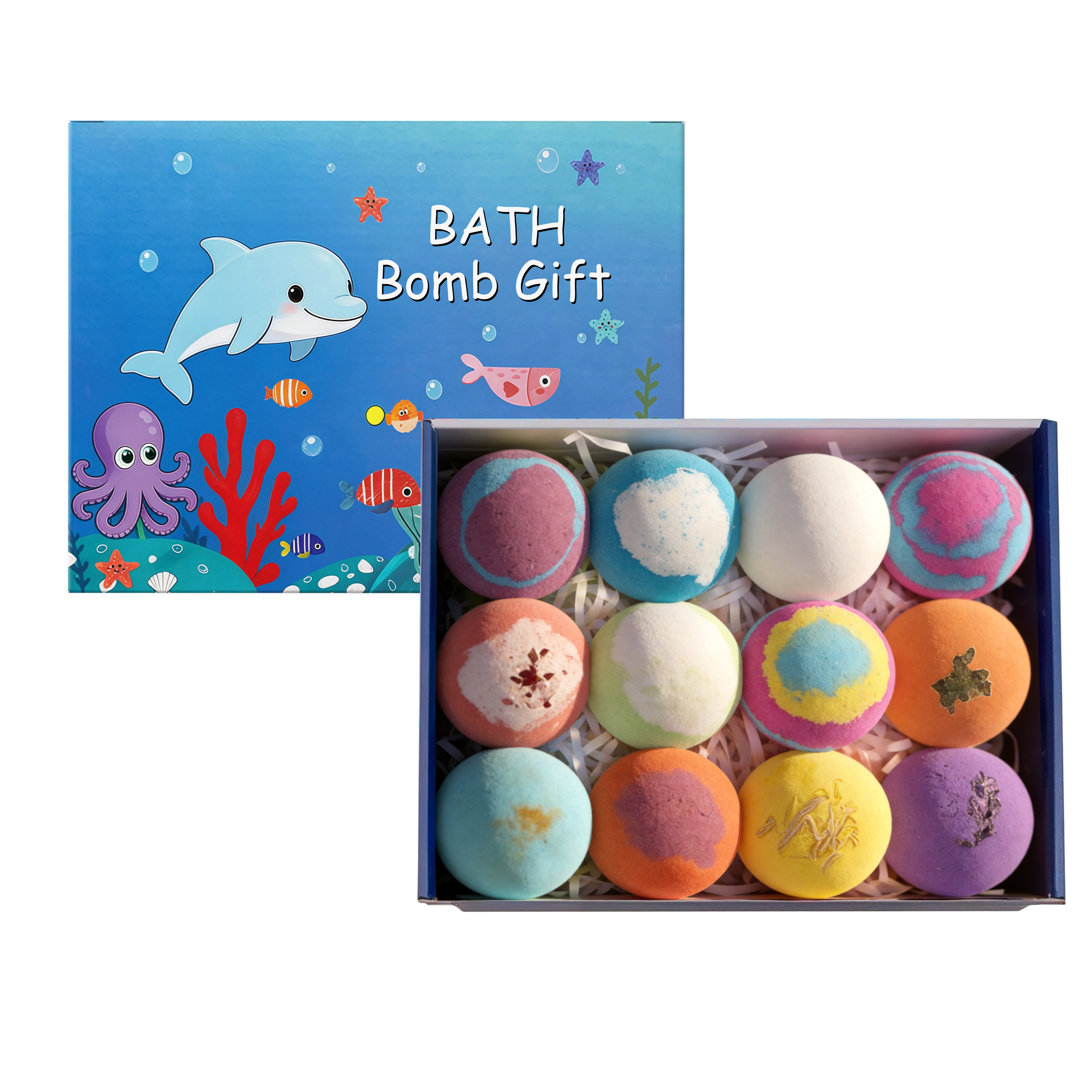 Ocean Doll Bath Bomb Set for Kids with Surprise Toy Inside - Organic Essential Oil Bath Salt Gift Set for Girls & Boys