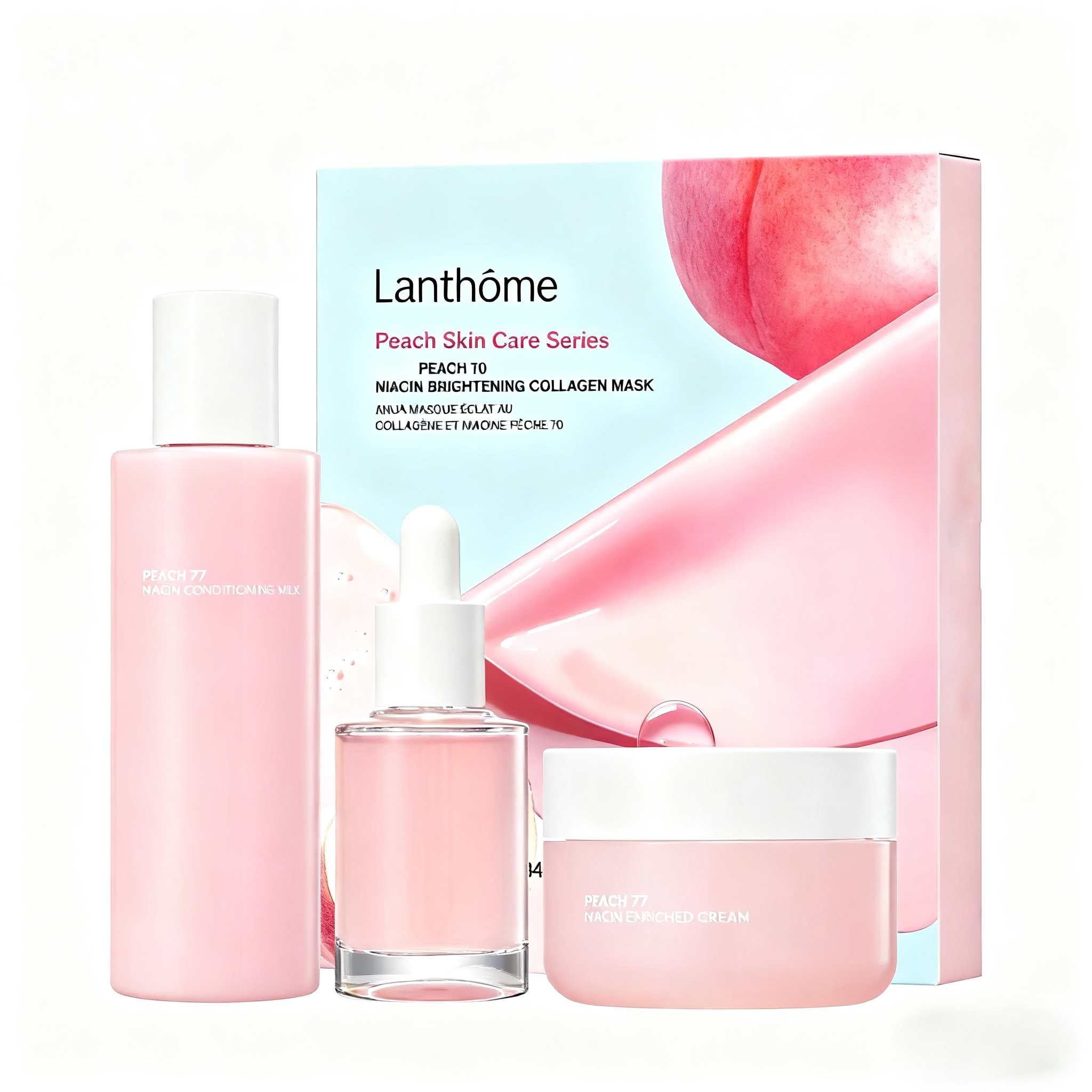 ODM/OEM Peach Skin Care Set with Niacinamide Vitamin E Shea Butter Daily Use Firming Natural Skin Care Set