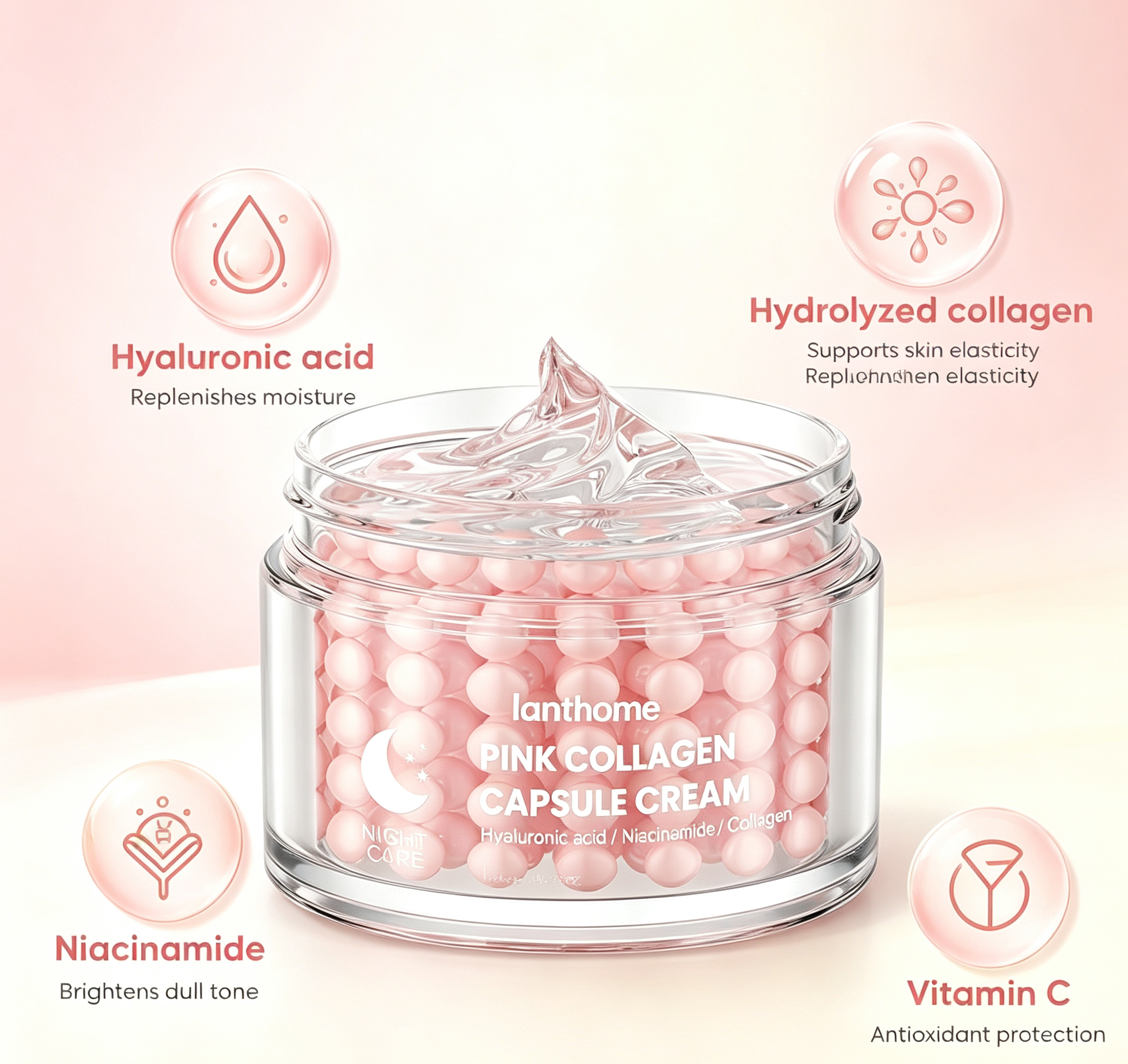 OEM/ODM Salmon DNA PDRN Collagen and Hyaluronic Acid Facial Jelly Capsule Cream FirmingFacial Cream for Korean Skincare Products
