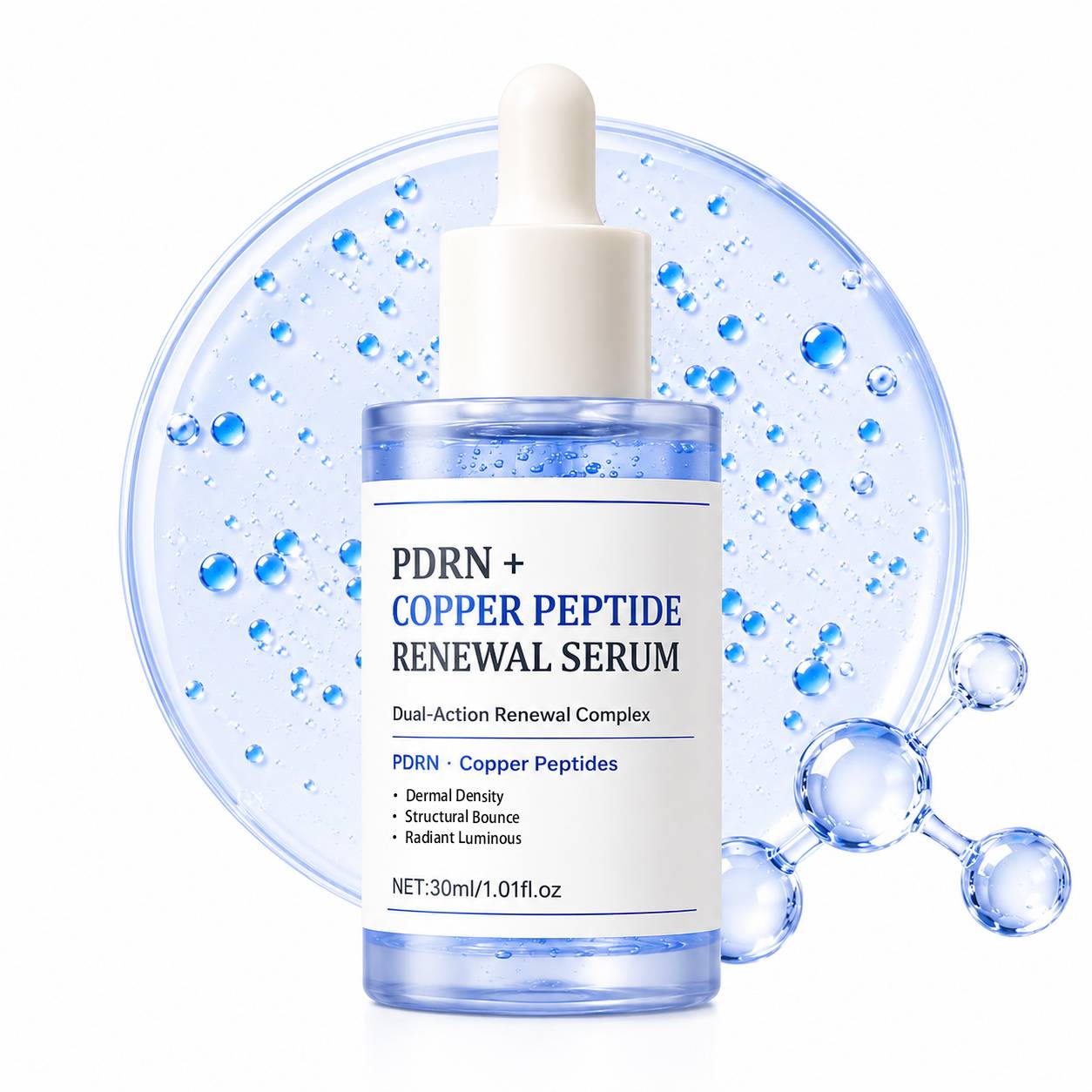 OEM Private Label Wholesale Natural PDRN Copper Peptide Serum Anti Aging Brightening Collagen Moisturizing Face Care Skincare