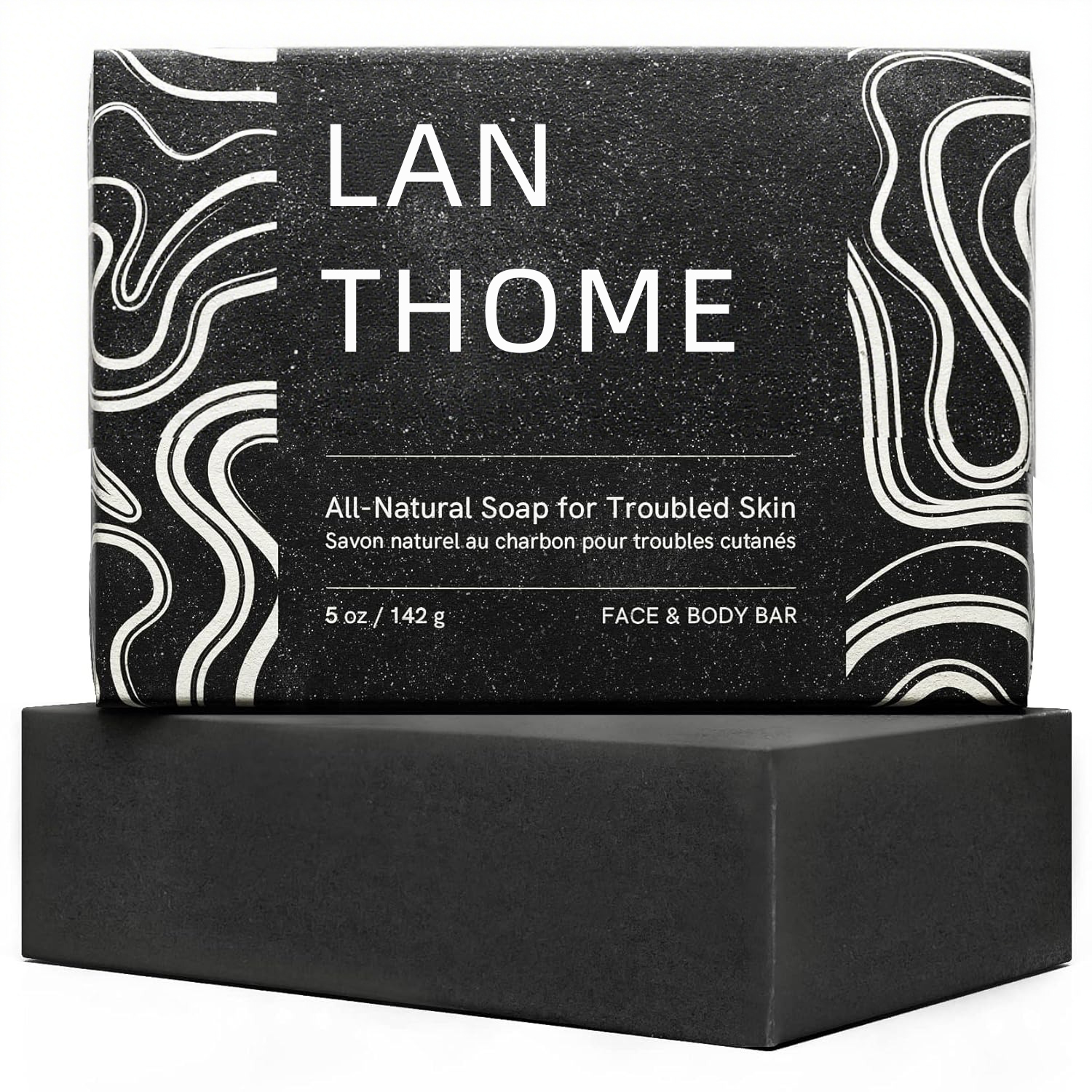 Catalog reference showing a black bar soap product presentation